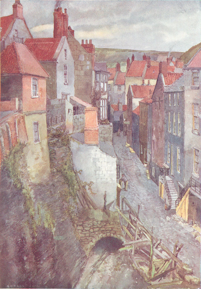 YORKS. The Coast. A Street in Robin Hood's Bay 1908 old antique print picture